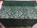 Embroided Hunter Green Beaded Damask Pattern Fabric Embroidery Lace Design Fabrics Sold By The Yard