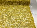 Beaded Zebra Pattern Fabric Yellow Embroidered Hand beaded Lace Design Fabrics By The Yard