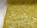 Beaded Zebra Pattern Fabric Yellow Embroidered Hand beaded Lace Design Fabrics By The Yard