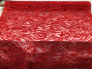 Beaded Zebra Pattern Fabric Red Embroidered Hand beaded Lace Design Fabrics By The Yard