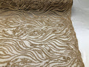 Beaded Zebra Pattern Fabric Champagne Embroidered Hand beaded Lace Design Fabrics By The Yard