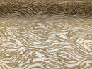 Beaded Zebra Pattern Fabric Champagne Embroidered Hand beaded Lace Design Fabrics By The Yard