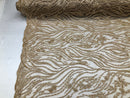 Beaded Zebra Pattern Fabric Champagne Embroidered Hand beaded Lace Design Fabrics By The Yard