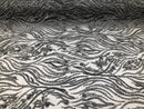 Beaded Zebra Pattern Fabric Silver Embroidered Hand beaded Lace Design Fabrics By The Yard