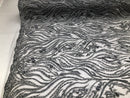 Beaded Zebra Pattern Fabric Silver Embroidered Hand beaded Lace Design Fabrics By The Yard