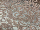 Embroided - Pink - Beaded Damask Pattern Fabric Embroidery Lace Design Fabrics Sold By The Yard