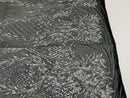 Triangle Sequin Fabric - Silver on Black - Geometric Designs Spandex Mesh