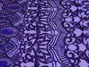 Holographic Purple Sequin - 4 Way Stretch Embroidered Royalty Sequins Fancy Design Fabric By Yard