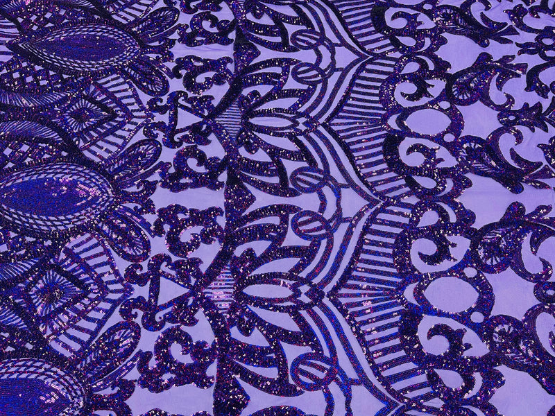 Holographic Purple Sequin - 4 Way Stretch Embroidered Royalty Sequins