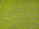 Neon Green Sequins - 4 Way Stretch Embroidered Royalty Sequins Fancy Design Fabric By Yard