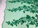 Green 3D Floral Design Embroider With Pearls On A Mesh Lace Dresses-Prom-Nightgown By Yard