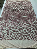 4 Way Stretch Sequins Geometric Fabric Dusty Rose Lace Fabric Dress Fashion Design By The Yard