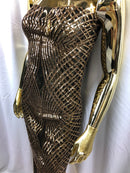 4 Way Stretch  Sequins Geometric Fabric - Black and Gold -  Lace Fabric Dress Fashion By The Yard