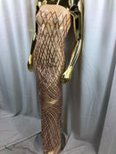 4 Way Stretch Sequins Geometric Fabric Champagne Lace Fabric Dress Prom-Fabric Lace-Gown By Yard