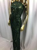 Fancy Design Sequins Fabric with 4 Way Stretch - Hunter Green  -  Beautiful Fabrics Sold By The Yard