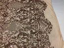 Fancy Design Sequins Fabric with 4 Way Stretch - Rose Gold  -  Beautiful Fabrics Sold By The Yard