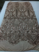 Fancy Design Sequins Fabric with 4 Way Stretch - Rose Gold  -  Beautiful Fabrics Sold By The Yard
