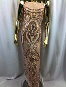 Fancy Design Sequins Fabric with 4 Way Stretch - Rose Gold  -  Beautiful Fabrics Sold By The Yard