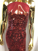 Fancy Design Sequins Fabric with 4 Way Stretch - Burgundy -  Beautiful Fabrics Sold By The Yard