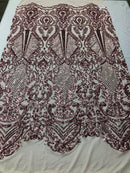 Fancy Design Sequins Fabric with 4 Way Stretch - Pink  -  Beautiful Fabrics Sold By The Yard