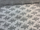 Lace Fabric - Silver - Corded Flower Embroidery With Sequins on Mesh Polyester By The Yard