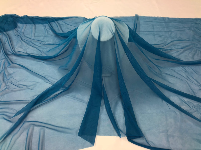 Power Mesh Fabric By The Yard - Blue - Nylon Lycra Spandex 4 Way Stretch Apparel Fabric  58"/60"