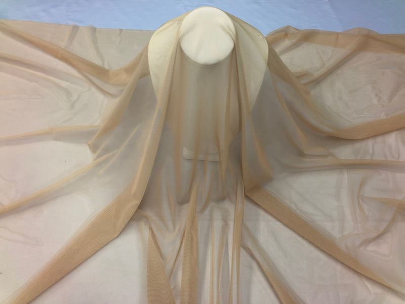 Power Mesh Fabric By The Yard - Champagne  - Nylon Lycra Spandex 4 Way Stretch Apparel Fabric  58"/60"