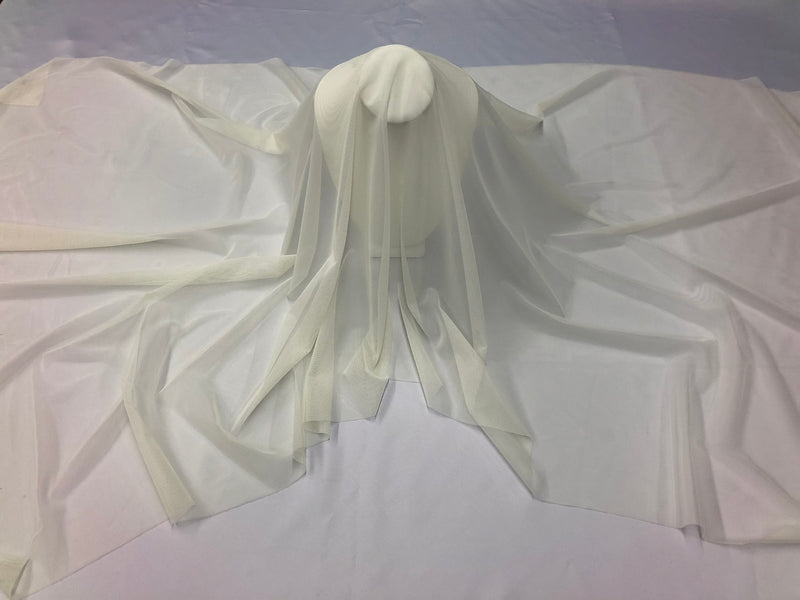 Power Mesh Fabric By The Yard - Ivory - Nylon Lycra Spandex 4 Way Stretch Apparel Fabric  58"/60"