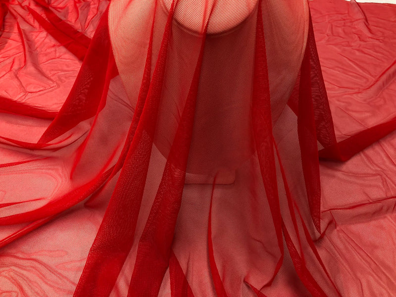 Power Mesh Fabric By The Yard - Red - Nylon Lycra Spandex 4 Way Stretch Apparel Fabric  58"/60"