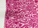 Glam Damask Beaded Fabric - Fuschia - Embroidered Elegant Fashion Fabric with Beads on Mesh