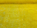 Luxury Feather Sequins - Yellow - 4 Way Stretch Glamorous Fringe Feather Sequins Fabric