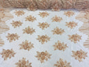 Beaded Fabric - Blush Peach - Hand Embroidery Lace Bridal Floral Mesh Dress Fabric By Yard