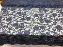 Beaded Floral - NAVY BLUE - Luxury Wedding Bridal Embroidery Lace Fabric Sold By The Yard