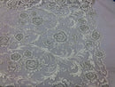 Beaded Floral - IVORY - Luxury Wedding Bridal Embroidery Lace Fabric Sold By The Yard