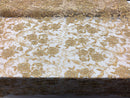 Beaded Floral - GOLD - Luxury Wedding Bridal Embroidery Lace Fabric Sold By The Yard