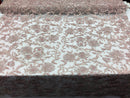 Beaded Floral - BLUSH - Luxury Wedding Bridal Embroidery Lace Fabric Sold By The Yard