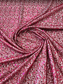 Beaded Mesh Fabric - Burgundy - Embroidered Beaded Wedding Bridal Fabric By The Yard