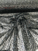 Beaded Mesh Fabric - Black - Embroidered Beaded Wedding Bridal Fabric By The Yard