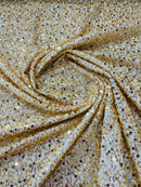 Beaded Mesh Fabric - Gold - Embroidered Beaded Wedding Bridal Fabric By The Yard