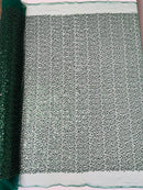 Beaded Mesh Fabric - Hunter Green - Embroidered Beaded Wedding Bridal Fabric By The Yard