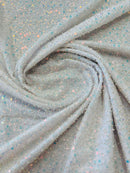 Beaded Mesh Fabric - White - Embroidered Beaded Wedding Bridal Fabric By The Yard