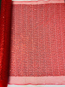 Beaded Mesh Fabric - Red - Embroidered Beaded Wedding Bridal Fabric By The Yard