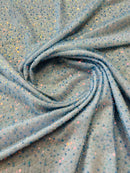 Beaded Mesh Fabric - Baby Blue - Embroidered Beaded Wedding Bridal Fabric By The Yard