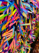 Sword Shape Hanging Sequins - Rainbow -  Iridescent Hanging Sequins On Mesh Fabric By Yard