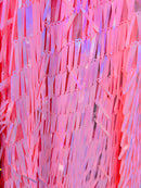 Sword Shape Hanging Sequins - Pink -  Iridescent Hanging Sequins On Mesh Fabric By Yard
