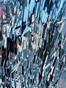 Sword Shape Hanging Sequins - Silver -  Iridescent Hanging Sequins On Mesh Fabric By Yard