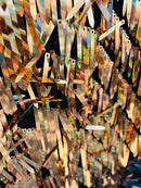 Sword Shape Hanging Sequins - Gold -  Iridescent Hanging Sequins On Mesh Fabric By Yard