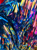 Sword Shape Hanging Sequins - Multi-Color -  Iridescent Hanging Sequins On Mesh Fabric By Yard