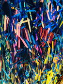 Sword Shape Hanging Sequins - Multi-Color -  Iridescent Hanging Sequins On Mesh Fabric By Yard