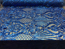 4 Way Stretch Damask Pattern Sequins Fabric Royal Fancy Embroidered Mesh Design Fashion By The Yard